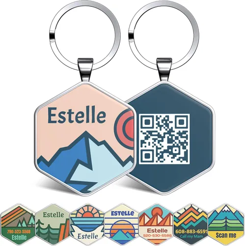Vista 10 de Etiqueta de perro con código QR, etiquetas de identificación para mascotas, etiquetas de perro personalizadas para mascotas, etiquetas