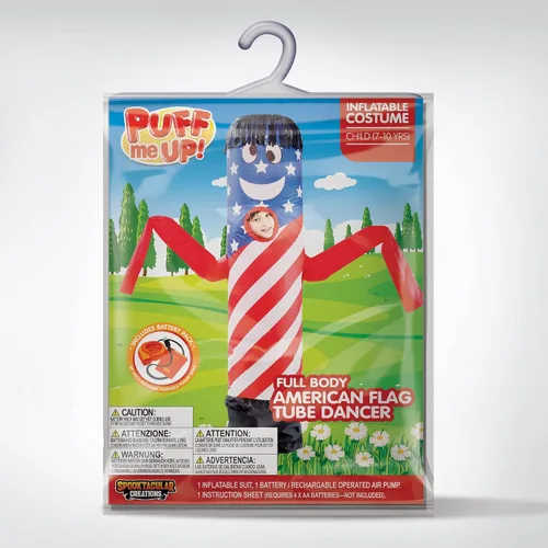 Vista 7 de Spooktacular Creations Disfraces inflables para niños, con bandera estadounidense, bailarín aéreo, tubo de hombre, brazo ondulado, disfraces