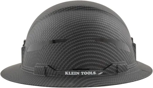 Vista 11 de Casco duro Klein Tools, con borde completo no ventilado, patrón KARBN premium, Clase E, probado hasta 20kV, banda acolchada que absorbe el sudor