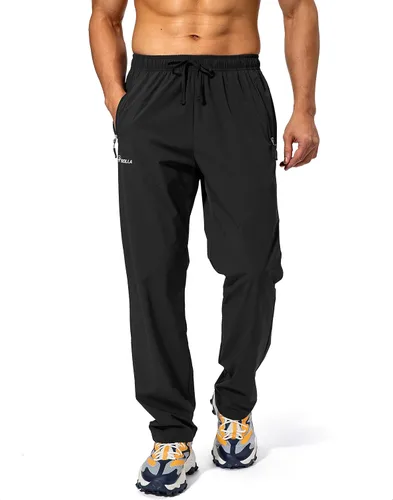 Vista 2 de Pudolla Pantalones deportivos de correr para hombre con cintura elástica y bolsillos con cremallera