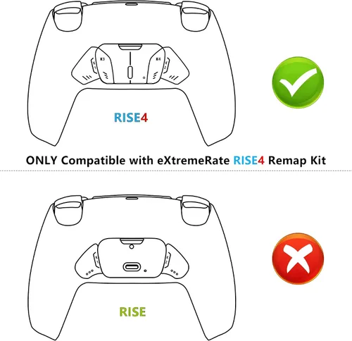 Vista 2 de eXtremeRate White Replacement Redesigned K1 K2 K3 K4 Back Buttons Housing Shell for PS5 Controller RISE4 Remap Kit - Controller & RISE4 Remap Board