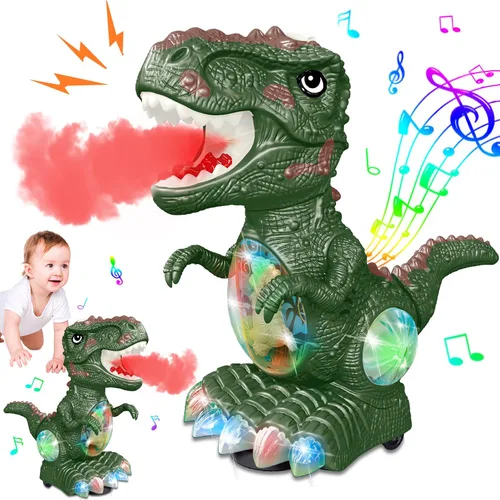 Vista 8 de Juguetes de dinosaurio para niños de 3 a 4 años, juguete de música de rugido y luces para niños y niñas, juguete de dinosaurio en movimiento