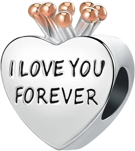 Vista 2 de NanMuc Corazón de oro rosa mamá I Love You Forever Crown Joyería para mujer Charms para pulseras para madre
