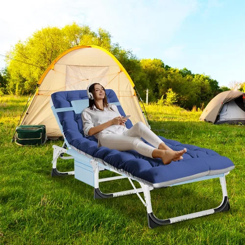 Vista 6 de DoCred Silla de bronceado 3 en 1 con agujero para brazo facial, sillas tumbonas plegables de alta resistencia, silla de salón al aire libre de 5