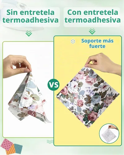 Vista 5 de PLANTIONAL Entretela fusible termoadhesiva de algodón tejido: 44 pulgadas X 2 yardas Color blanco Peso medio 100% algodón Interfaz de un solo lado
