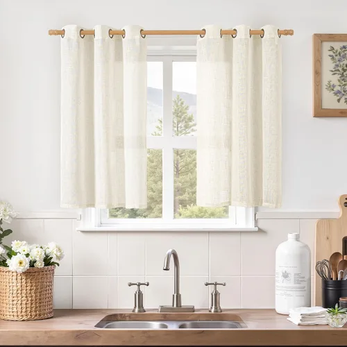 Vista 162 de LAMIT Cortinas de lino marrón caramelo para sala de estar, 84 pulgadas, de lino sintético, texturizado, filtrante de luz, paneles de privacidad