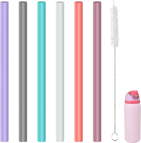 Vista 8 de Pajitas de repuesto compatibles con botella de agua de acero inoxidable aislada FreeSip de 16 onzas Owala, con 1 cepillo (6 colores para 16 onzas)