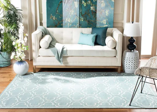 Vista 22 de SAFAVIEH Dhurries Collection DHU625A - Alfombra decorativa de lana de alta calidad hecha a mano de 2 pies 6 pulgadas x 4 pies, azul/marfil