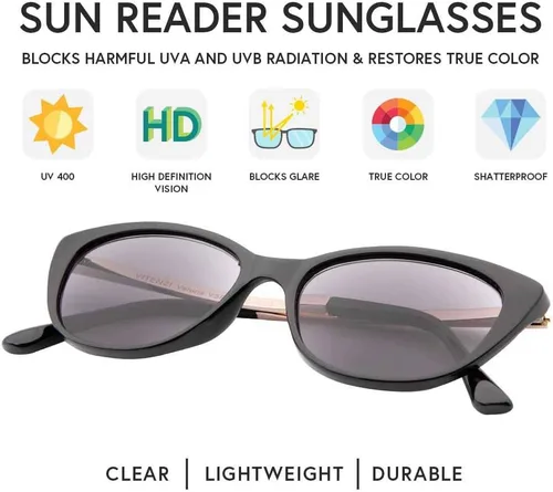 Vista 3 de VITENZI Lentes de sol para mujer, lentes de sol de lectura tintados con lectores completos integrados, Verona