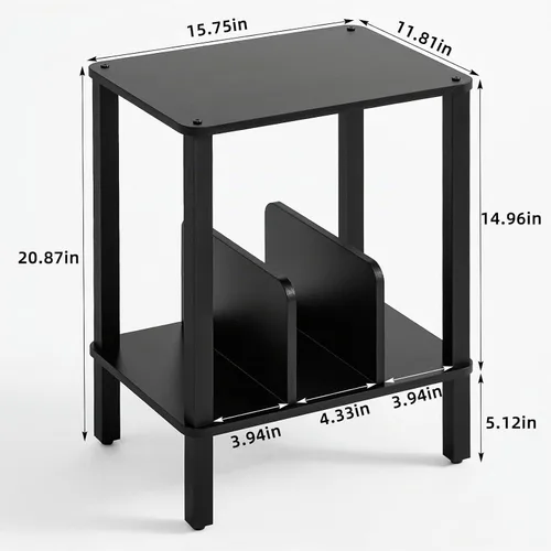 Vista 3 de LELELINKY Soporte para tocadiscos de 2 niveles con almacenamiento de discos de vinilo hasta 100 álbumes, soporte para discos de dormitorio y mesa