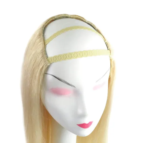 Vista 5 de RemeeHi Beauty - Extensiones de cabello lacio con 5 clips, parte en U 3/4, medias pelucas con correas ajustables, cabello humano real para mujeres