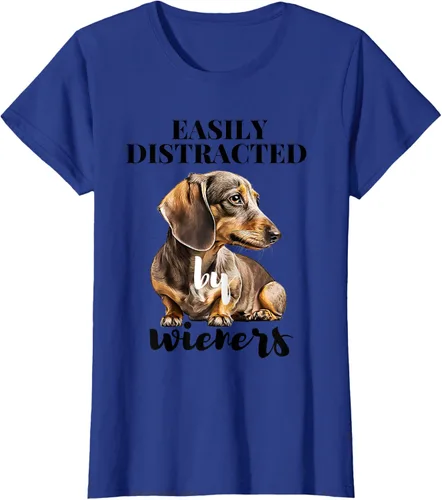 Vista 36 de Easy Distracted By Wieners Dachshund - Camiseta divertida para perro Weiner, Azul