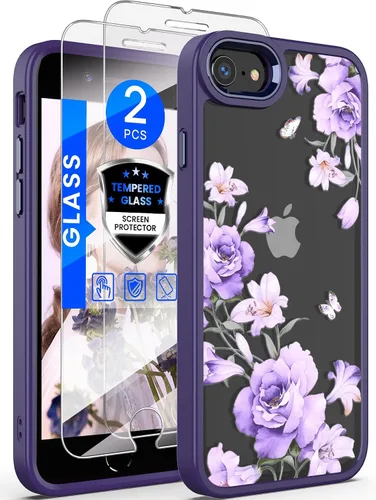 Vista 10 de Dretal Funda para iPhone SE 2022/2020, iPhone 8/7, con 2 protectores de pantalla, probada contra caídas de grado militar, parte trasera dura y borde