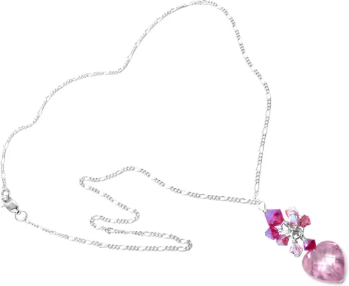 Vista 2 de Pink CZ Heart Cluster Drop Chain Necklace Sterling Silver or Gold-Filled