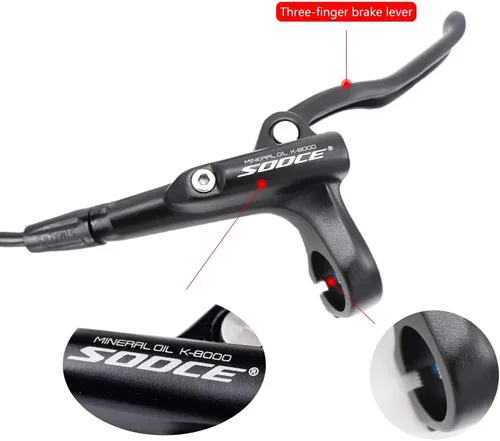 Vista 3 de Cyclon Juego de Frenos de Disco Hidráulicos MTB, Frenos Hidráulicos de Aleación de Aluminio Negro/Rojo para Bicicleta de Montaña, Freno Hidráulico