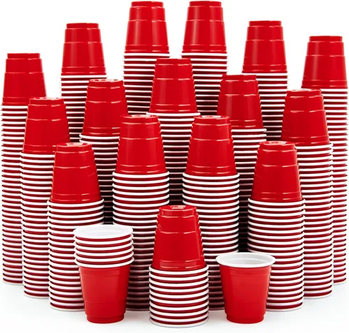 Vista 9 de Lilymicky Paquete de 300 vasos de chupito de plástico de 2 onzas, vasos de chupito desechables rojos, mini vasos de chupito rojos, vasos de fiesta