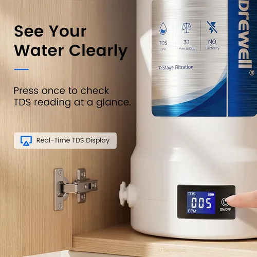 Vista 9 de Purewell Sistema de filtro de agua de ósmosis inversa sin tanque U01 800 Blanco