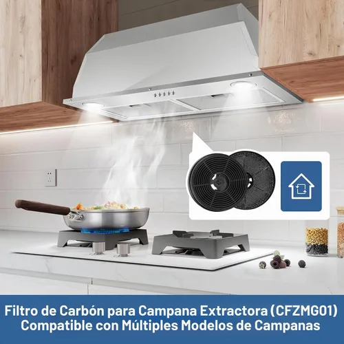 Vista 4 de Filtro de carbón para campana extractora (CFZMG01) para campanas extractoras de montaje en pared modelo ZMS-0160B, ZMS-0175B, ZMS-0190, ZMS-0675