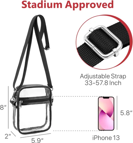 Vista 8 de PACKISM Paquete de 2 bolsas de aseo aprobadas por la TSA y bolsa transparente aprobada por el estadio, venta de paquetes, 1 mediano, 1 grande blanco