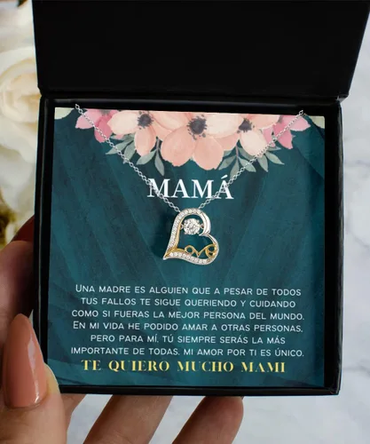Vista 7 de Collar para mamá con mensaje personalizado, regalo de aniversario de boda o Navidad, cadena de mujer