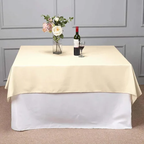 Vista 67 de Efavormart - Mantel cuadrado de lino de poliéster sin costuras, 54 x 54 pulgadas, color beige, para banquetes de boda, fiesta, restaurante
