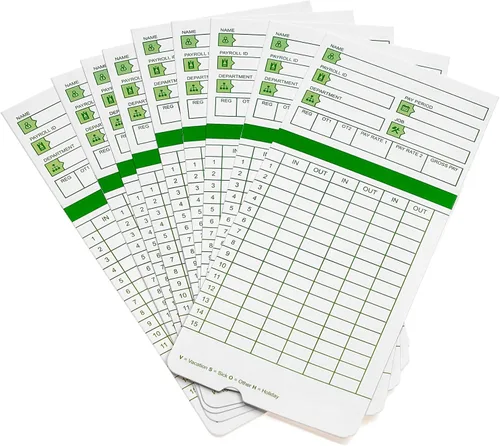 Vista 3 de Zzrywuty Tarjetas de tiempo para empleados mensuales, todos los períodos de pago, 50 tarjetas de tiempo para Hn3000, 2 caras, 3 3/8 pulgadas x 7 3/8
