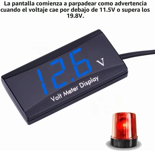 Vista 4 de Voltímetro digital de auto DC 12 V – AIMILAR con pantalla LED, medidor de voltaje para auto o motocicleta (Azul)