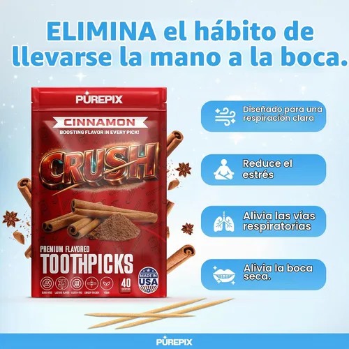 Vista 6 de PurePix Crush - Palillos de dientes saborizados, paquete variado de 5 Paquete variado de 5 (40 unidades cada uno)