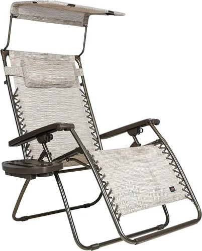 Vista 13 de Bliss Hammocks - Silla de gravedad cero con toldo y bandeja lateral, Jacquard café