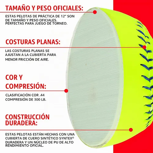 Vista 4 de Franklin Sports Official 12" Slow Pitch Tournament Softballs - 1 Pack