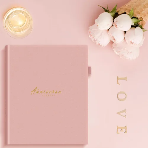 Vista 2 de Diario de aniversario para parejas, elegante libro de recuerdos de boda y álbum de fotos con soporte para bolígrafo y banda de cierre, el regalo