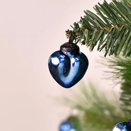 Vista 3 de 25 adornos de Navidad de cristal con forma de corazón azul, decoraciones para el día de San Valentín y árbol de Pascua