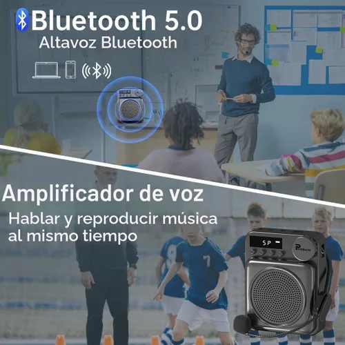 Vista 3 de Amplificador de voz inalámbrico para profesores, amplificador de voz original, micrófono de alambre con 2 micrófonos, megáfono de altavoz portátil