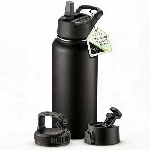 Vista 37 de SIPX™ Botella de Agua Aislada de 18 oz con 3 Tapas – Acero Inoxidable a Prueba de Fugas, Triple Aislamiento – Frío 24 Horas/Caliente 12 Horas