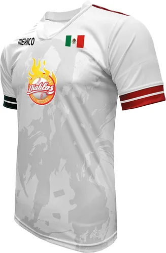 Vista 2 de Jersey México Diablos Rojos del México 100% Poliéster BlancoGris_Hecho en México