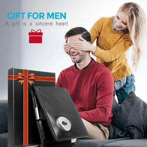 Vista 8 de Meifei Funda de cuero genuino para hombre 11 tarjetas titular, Negro -, Sencillo