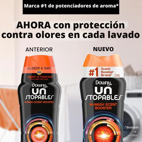 Vista 5 de Downy Unstopables - Perlas potenciadoras de aroma para lavar la ropa, Tide Original, 13.4 onzas