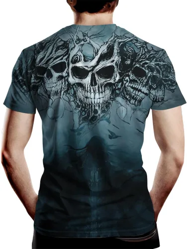 Vista 4 de Camiseta de manga corta con estampado de calavera para hombre