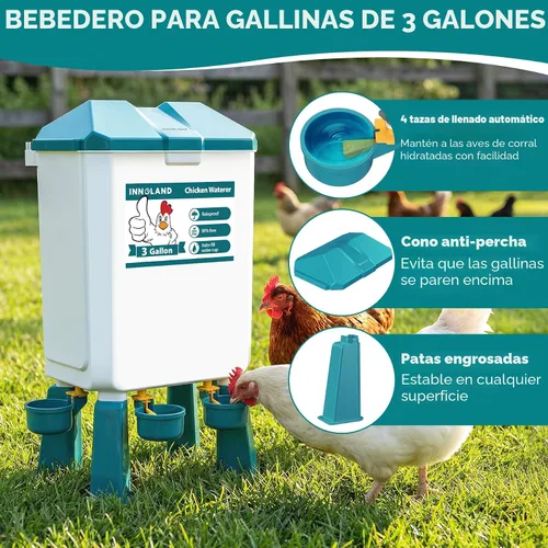 Vista 4 de INNOLAND Chicken Feeder and Waterer Set - 3 Gallon/26.5 Pounds