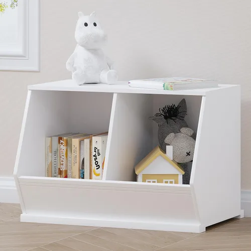 Vista 10 de UTEX Organizador de almacenamiento de juguetes para niños, gabinete de almacenamiento de juguetes apilable, organizador de juguetes de madera