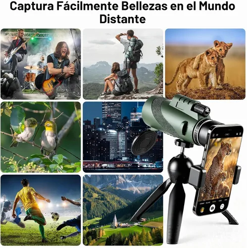 Vista 7 de Telescopio monocular 80X100 para adultos, con trípode y soporte