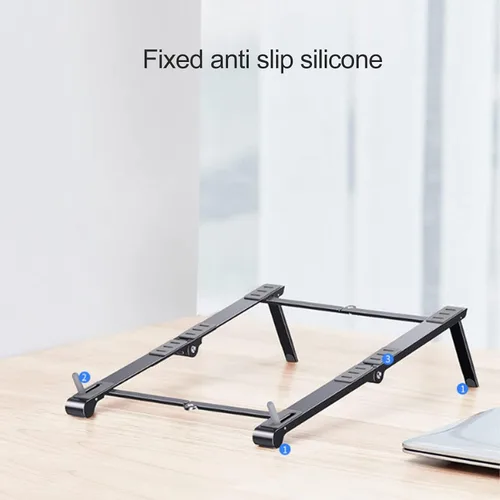 Vista 3 de Foldable Laptop Stand, Portable Multi Height Adjustable Ergonomic Laptop Stand for Mobile Phone Tablet Laptop Aluminum Alloy Silicone (Grey)