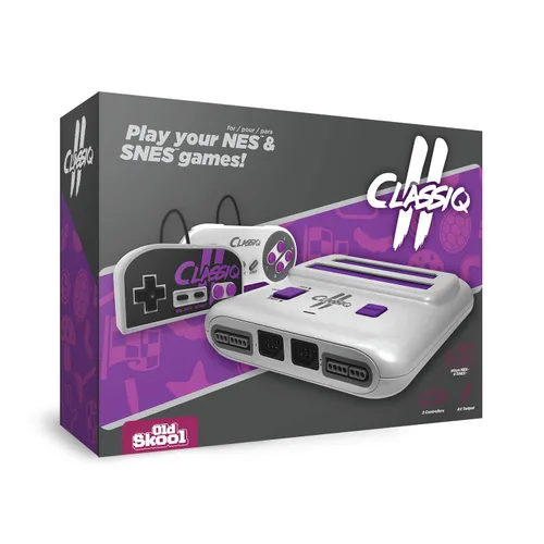 Vista 3 de Old Skool Classiq 2 AV Version Twin Video Game System GreyPurple Compatible with SNESNES Nintendo and Super Nintendo cartridges