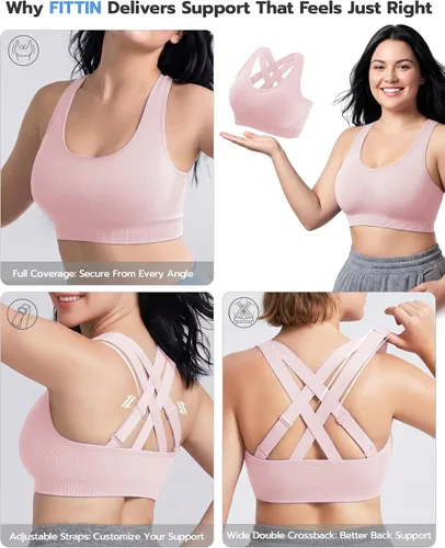 Vista 5 de FITTIN Sujetador deportivo ajustable para mujer: ajuste cómodo y soporte Negro/Azul/Rosa/Blanco