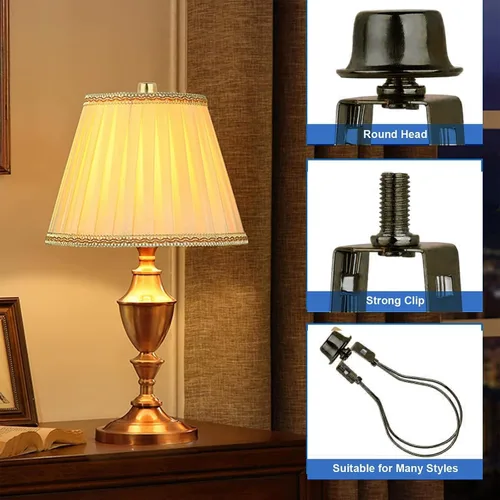 Vista 6 de WEAVERBIRD Lamp Shade Holder, Clip on Lampshade Adapter, Lamp Shade Light Bulb Clip Adapter, Spring Clip for Light Bulbs, Antique Brass