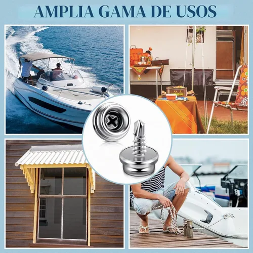 Vista 5 de Broches de Lona para Barco de Acero Inoxidable con Tornillo, Broches Metálicos para Cubierta de Barco, Casquillo de 3/8 Pulgadas con Tornillo