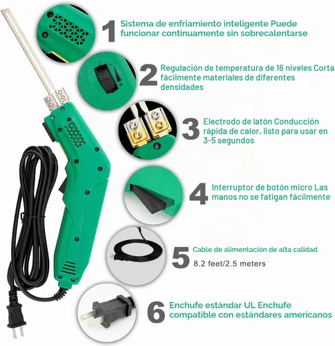 Vista 7 de Cuchillo Eléctrico de 300W Refrigerado por Aire - Herramienta de Corte de Espuma con Cuchillas y Accesorios Utilice el Cortador de Espuma