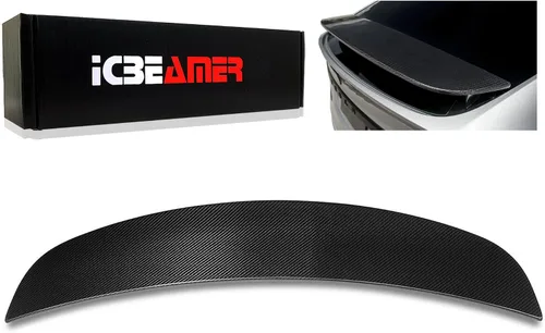 Vista 8 de ICBEAMER Alerón de maletero de fibra de carbono real, acabado brillante con ajuste resistente a la intemperie Tesla [modelo 3] estilo de fábrica
