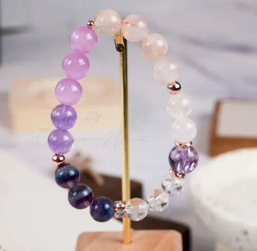 Vista 216 de Precious Gemstone Natural Crystal Healing Bracelet, Rutilated Quartz, Moonstone, Quartz Handmade Original Design Bracelet
