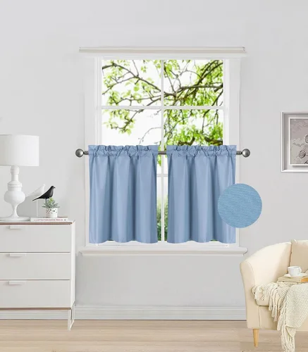 Vista 8 de Elegant Home - 2 paneles de cortina de tratamiento de ventana pequeña, con aislamiento, panel corto de 28 pulgadas de ancho x 24 pulgadas de largo
